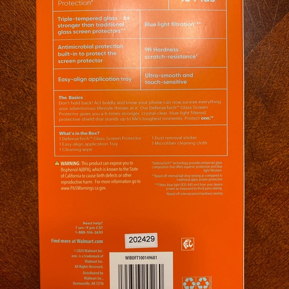 Onn Iphone 16 Plus Glass Screen Protector With Advanced DefenseTech Protection - Picture 3 of 9